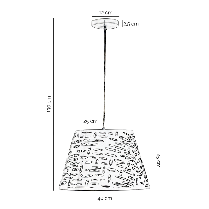 ONLI - Suspension filaire RICKY 1xE27/15W/230V d. 40 cm blanc