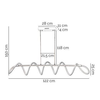 ONLI - Suspension filaire SPIRALE LED/72W/230V 3000K blanc