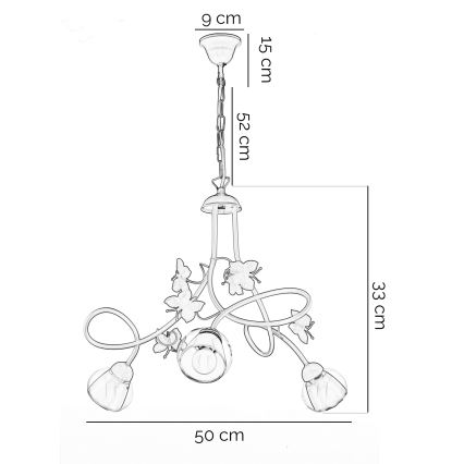 ONLI - Suspension pour enfant BUTTERFLY 3xE14/6W/230V
