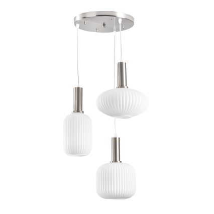 ONLI - Suspension sur câble DOROTY 3xE27/15W/230V blanc/chrome brillant