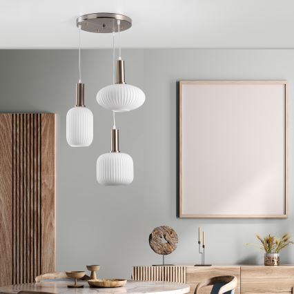 ONLI - Suspension sur câble DOROTY 3xE27/15W/230V chrome brillant