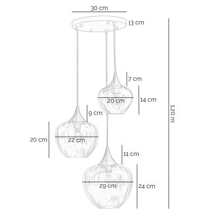 ONLI - Suspension sur câble ELIDE 3xE27/15W/230V noir/cuivré