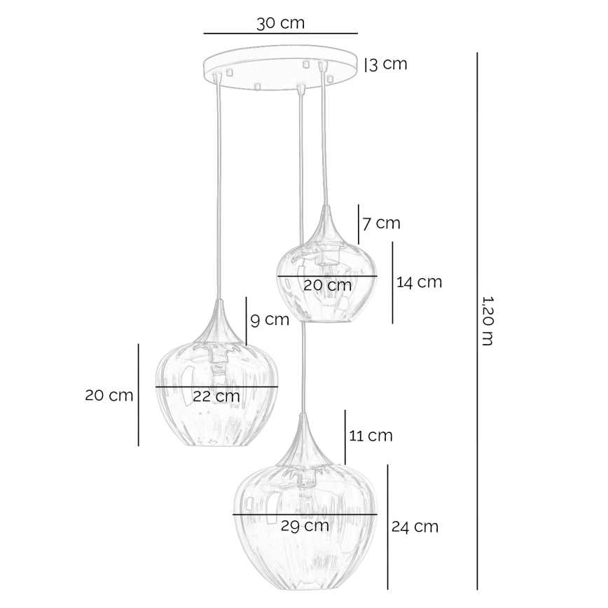 ONLI - Suspension sur câble ELIDE 3xE27/15W/230V noir/cuivré