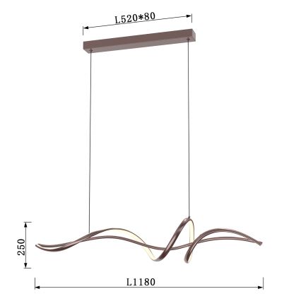 ONLI - Suspension sur câble KELLY LED/28W/230V cuivrée