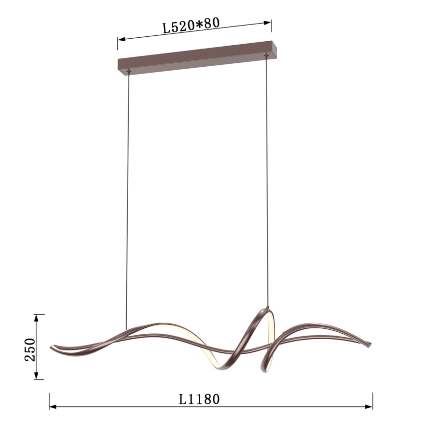 ONLI - Suspension sur câble KELLY LED/28W/230V cuivrée