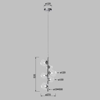 ONLI - Suspension sur câble KIMBERLY 6xG9/6W/230V chrome brillant