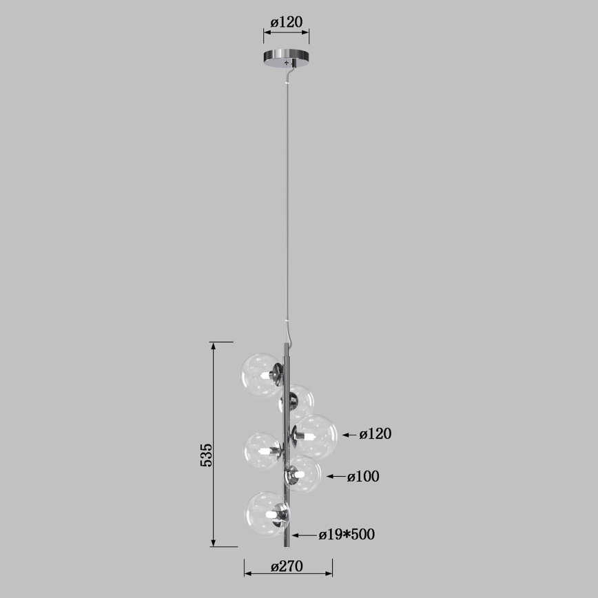 ONLI - Suspension sur câble KIMBERLY 6xG9/6W/230V chrome brillant