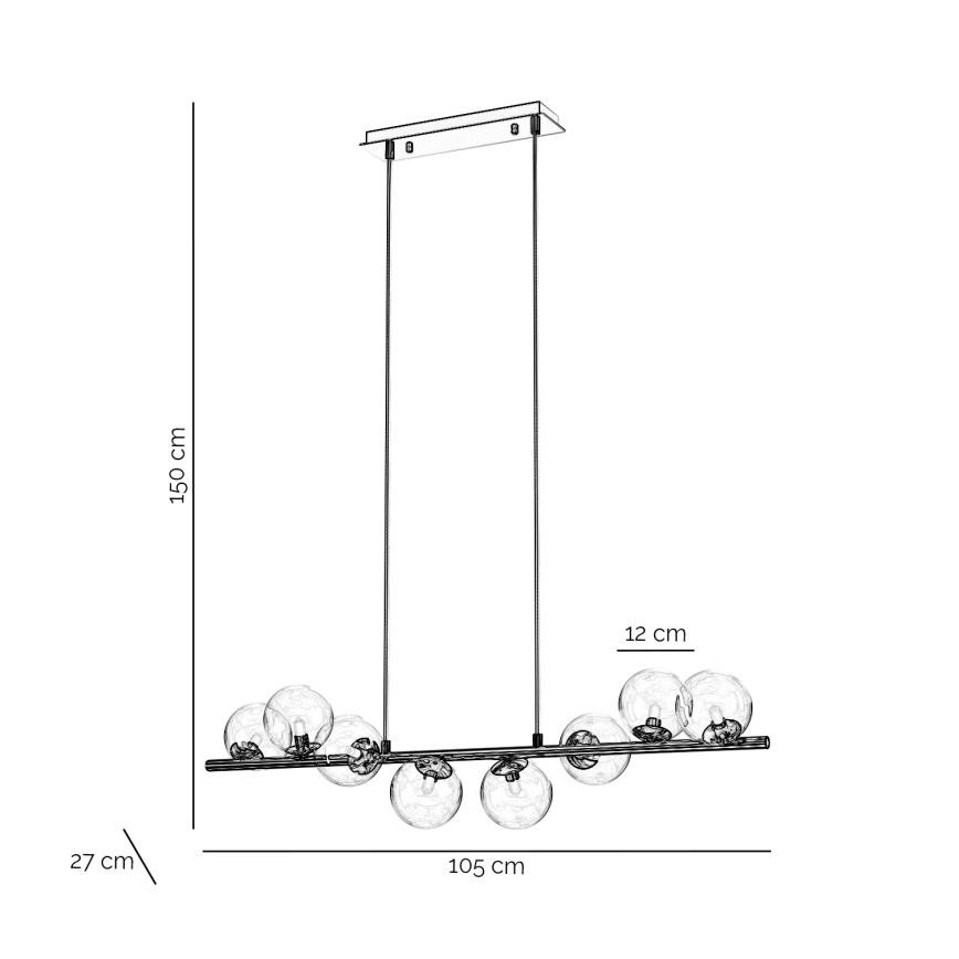 ONLI - Suspension sur câble KIMBERLY 8xG9/6W/230V chrome brillant