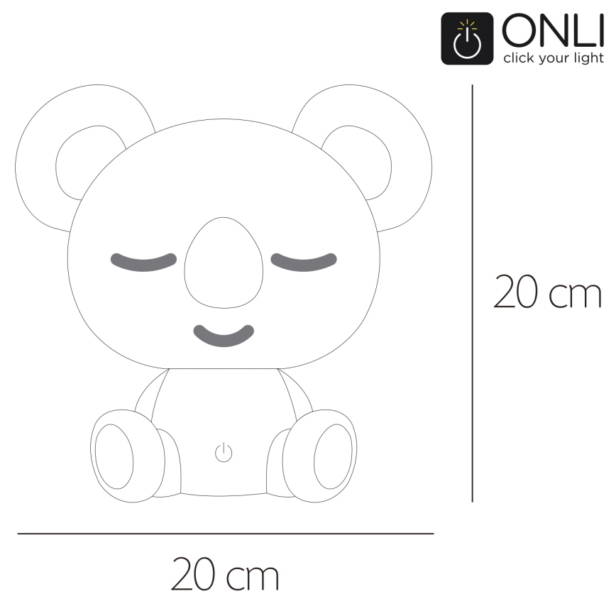 ONLI - Veilleuse LED dimmable pour enfant PUPPIES LED/3W/230V 20 cm koala/vert