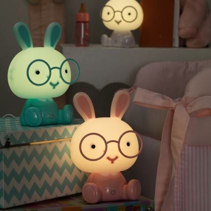 ONLI - Lampe de nuit LED dimmable pour enfants PUPPIES LED/3W/230V 22 cm lapin/bleu