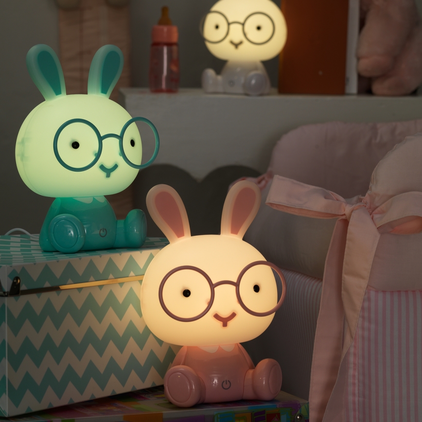 ONLI - Lampe de nuit LED dimmable pour enfants PUPPIES LED/3W/230V 22 cm lapin/bleu