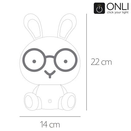 ONLI - Lampe de nuit LED dimmable pour enfants PUPPIES LED/3W/230V 22 cm lapin/bleu