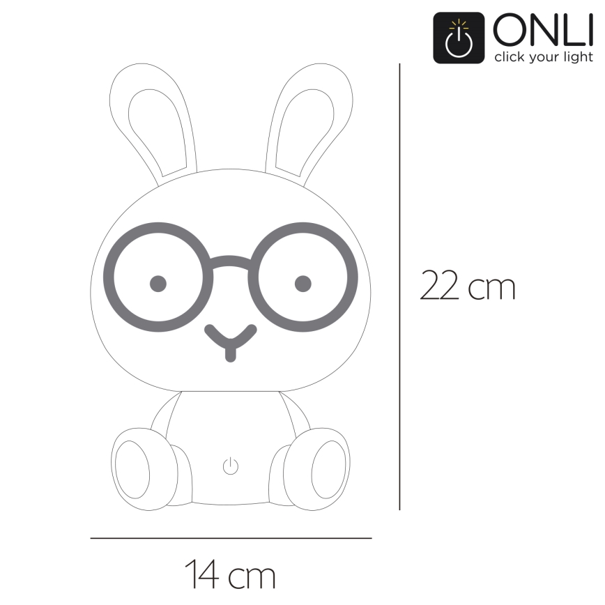 ONLI - Lampe de nuit LED dimmable pour enfants PUPPIES LED/3W/230V 22 cm lapin/bleu