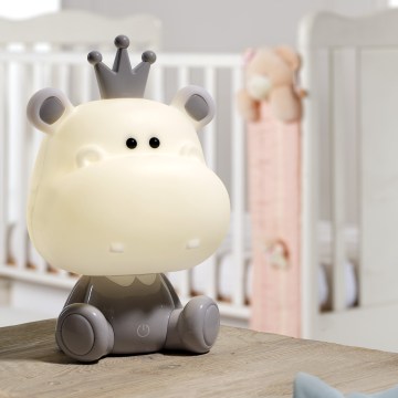 ONLI - Veilleuse LED réglable pour enfants PUPPIES LED/3W/230V 25 cm hippopotame/gris