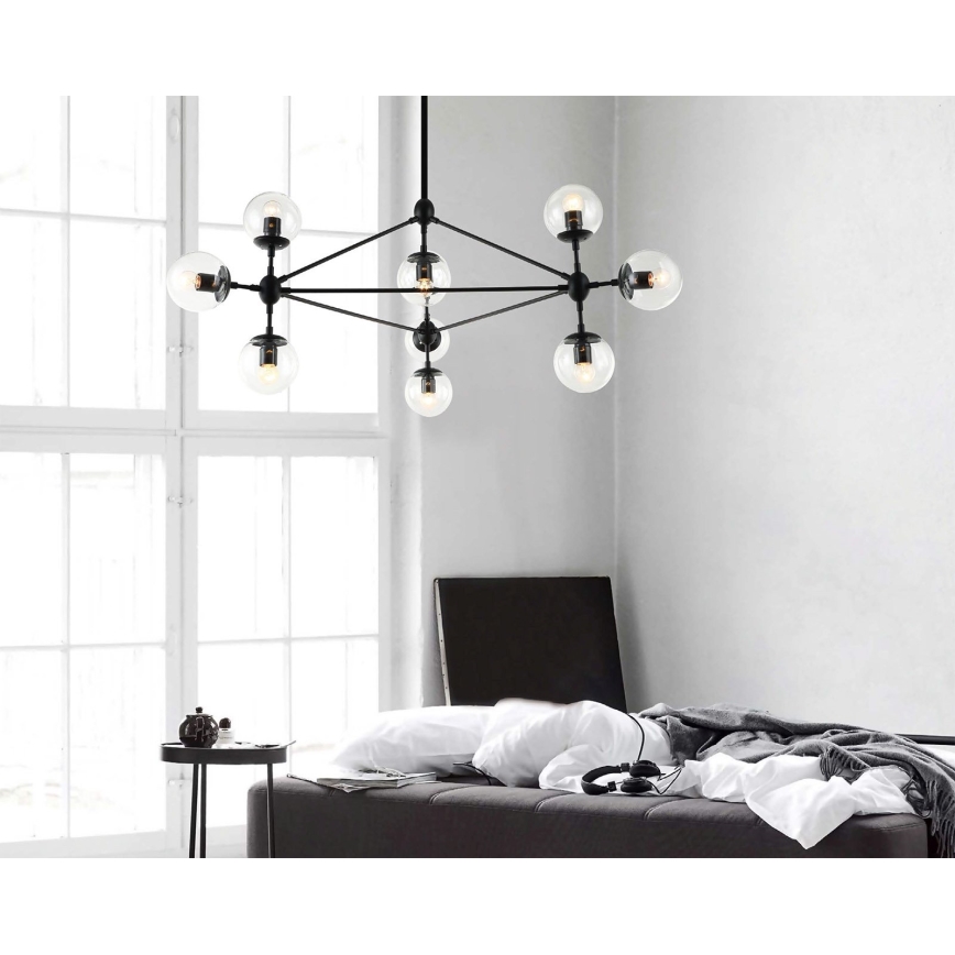 Open Design OR80094 - Lustre sur tige BAO 10xE27/8W/230V noir