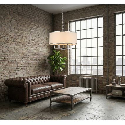 Open Design OR80209 - Lustre suspendu CASA sur chaîne 3xE14/12W/230V crème/chrome brillant