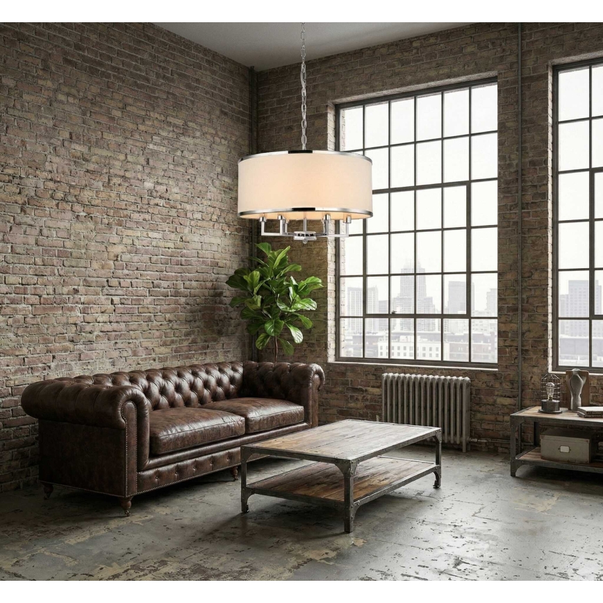 Open Design OR80209 - Lustre suspendu CASA sur chaîne 3xE14/12W/230V crème/chrome brillant