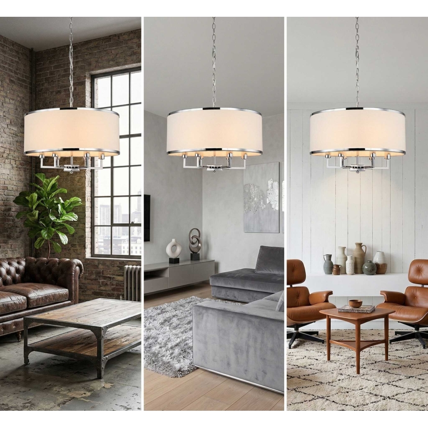 Open Design OR80209 - Lustre suspendu CASA sur chaîne 3xE14/12W/230V crème/chrome brillant