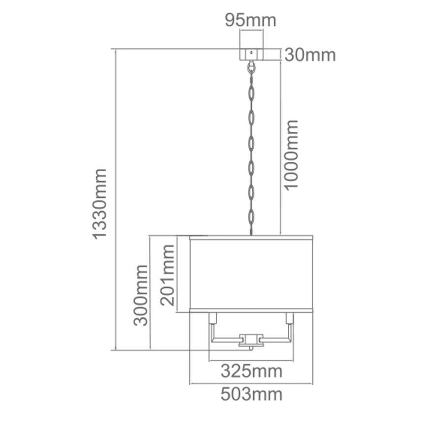 Open Design OR80230 - Suspension à chaîne CASA 6xE14/15W/230V crème/laiton