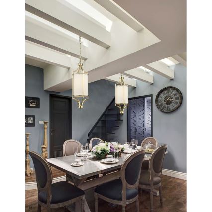 Open Design OR80568 - Lustre LUNGA sur chaîne, 1xE27/15W/230V, laiton/blanc