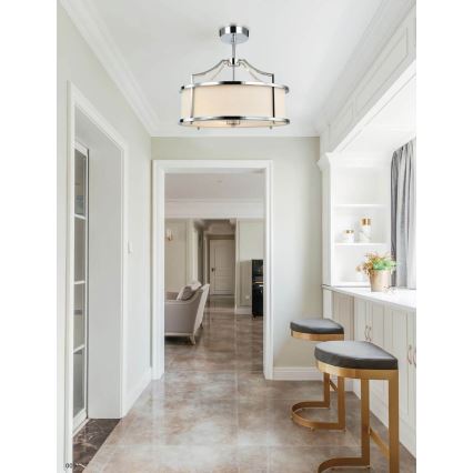 Open Design OR80865 - Suspension sur tige STANZA 3xE27/15W/230V Ø 42 cm chrome brillant/blanc