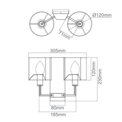 Open Design OR81497 - Applique murale CASA 2x E14/12W/230V, chrome brillant / crème