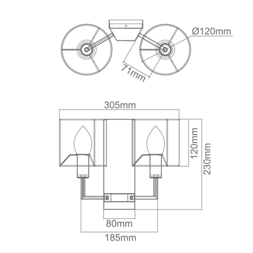 Open Design OR81497 - Applique murale CASA 2x E14/12W/230V, chrome brillant / crème