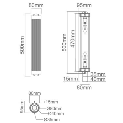 Open Design OR81565 - Applique murale FIATTO 2xE14/12W/230V chrome brillant