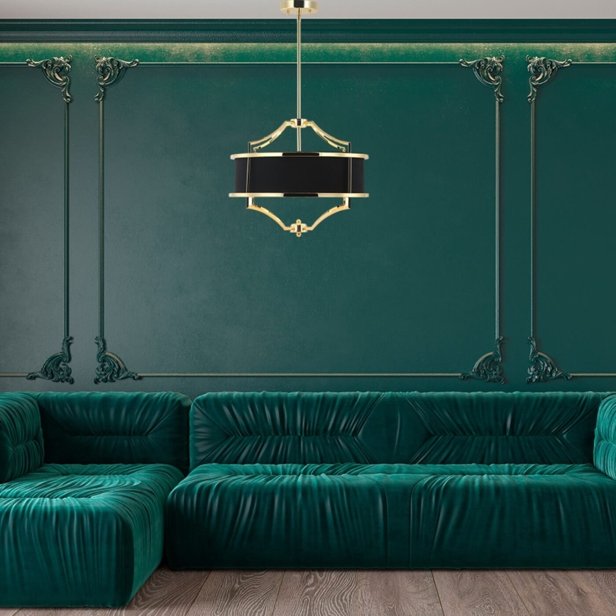 Open Design OR84160 - Lustre sur tige STESSO 4xE27/15W/230V Ø 55 cm doré/noir