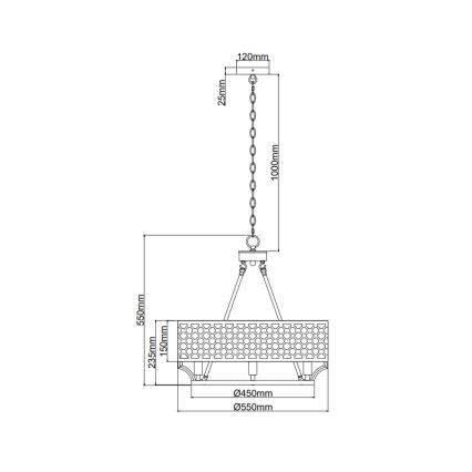 Open Design OR84382 - Lustre VERNO sur chaîne, 6 x ampoules E14 (12 W chacune), 230 V, laiton