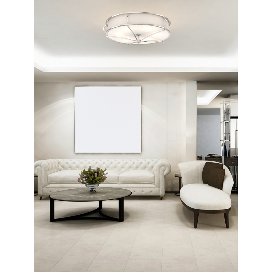 Open Design OR84429 - Plafonnier STESSO 6xE27/12W/230V Ø 85 cm chrome brillant/blanc