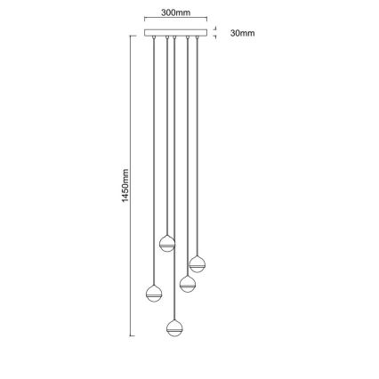 Open Design OR85518 - Lustre LED suspendu sur câble BOLICINA 5xLED/5W/230V doré/noir