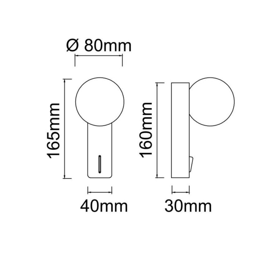 Open Design OR85556 - Applique murale pour salle de bains BOLETTA 1xG9/8W/230V IP44 noire