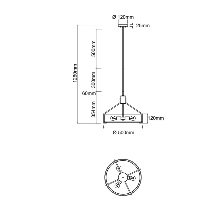 Open Design OR85648 - Suspension sur tige DORETTO 4xE27/15W/230V Ø 50 cm marron/beige