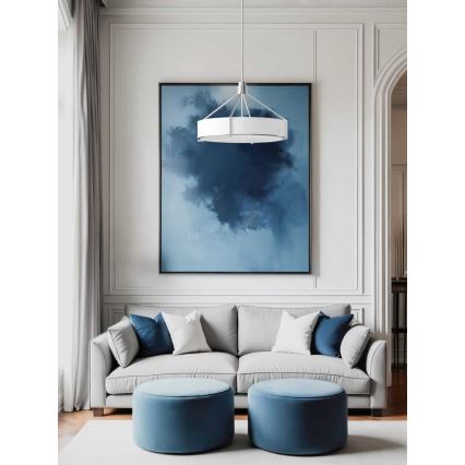 Open Design OR85655 - Lustre sur tige DORETTO 6xE27/15W/230V Ø 70 cm chrome mat/blanc