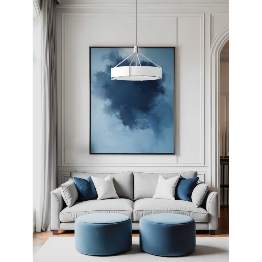 Open Design OR85655 - Lustre sur tige DORETTO 6xE27/15W/230V Ø 70 cm chrome mat/blanc