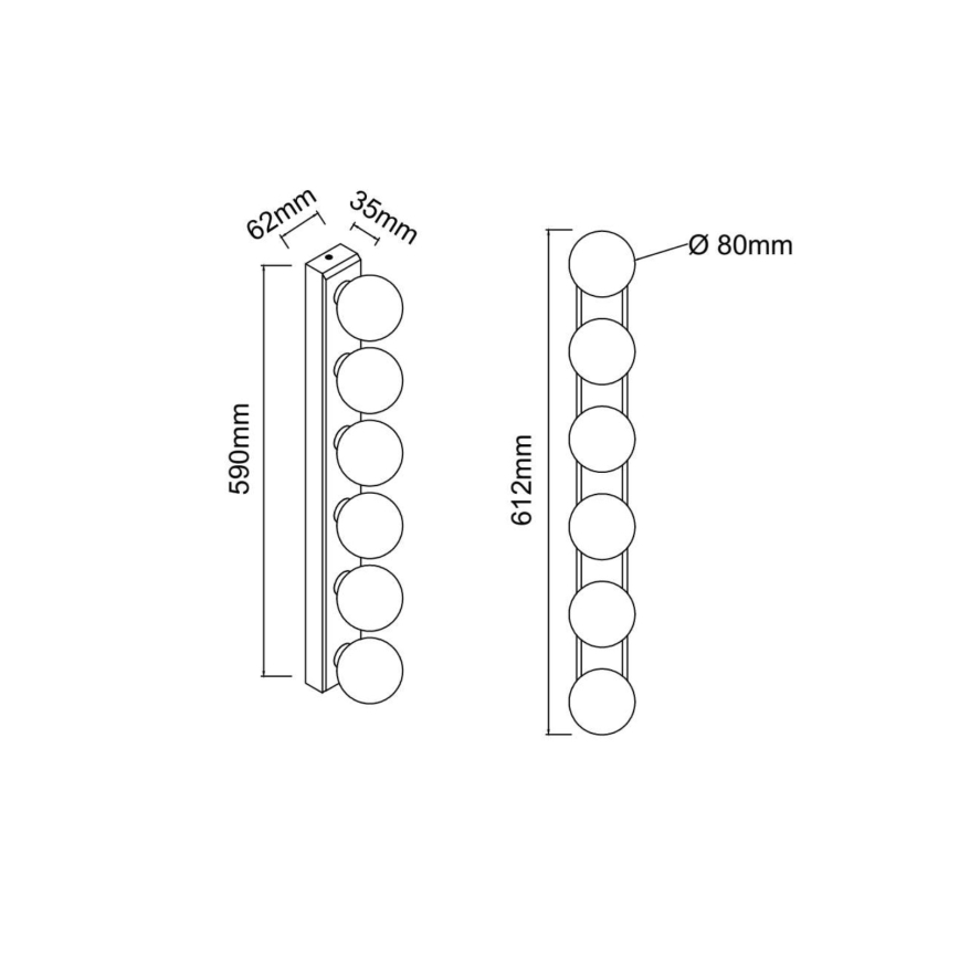 Open Design OR85686 - Applique murale pour salle de bains MERINO 6xG9/8W/230V 61 cm IP44 laiton