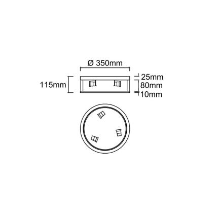 Open Design OR85778 - Plafonnier SANDRO 3xE14/12W/230V Ø 35 cm, finition laiton