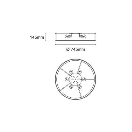 Open Design OR86027 - Plafonnier ZALINDRO 6xE27/15W/230V Ø 74,5 cm blanc/noir