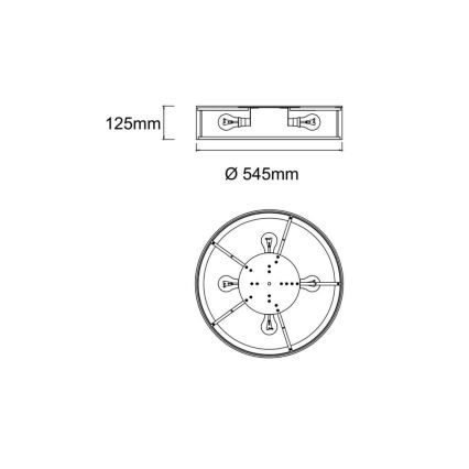 Open Design OR86584 - Plafonnier ZALINDRO 4xE27/15W/230V Ø 54,5 cm noir