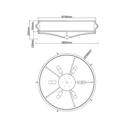 Open Design OR86614 - Plafonnier STESSO 6 x E27 / 12 W / 230 V, Ø 85 cm, marron