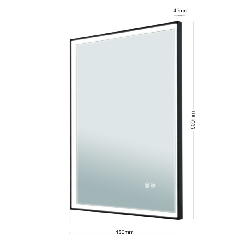 Miroir mural chauffant LED pour salle de bains avec rétroéclairage FRAME LED/48W/230V 3000/4000/6000K 60x45 cm IP44