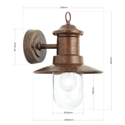 Applique murale extérieure LEONIE 1xE27/60W/230V IP44 bronze