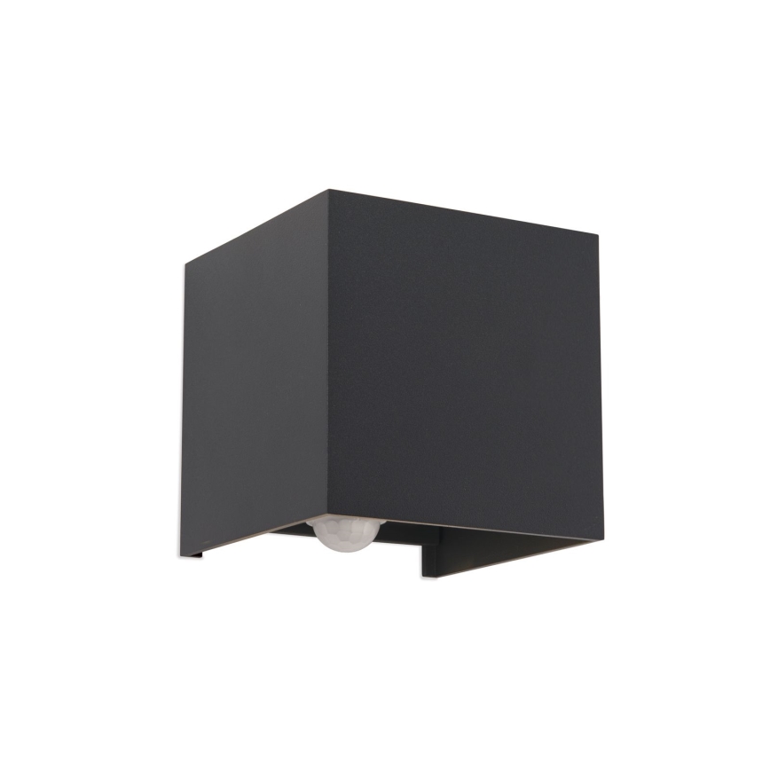 Applique murale extérieure avec détecteur de mouvement et de crépuscule CUBE-S LED/13W/230V IP54 anthracite