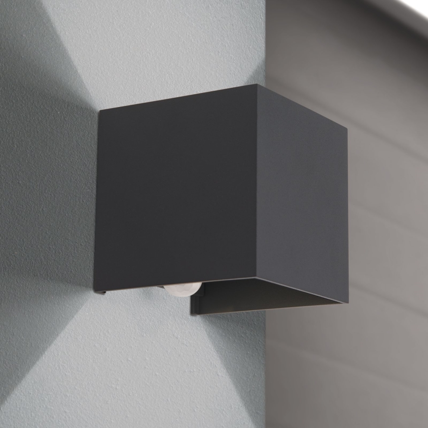 Applique murale extérieure avec détecteur de mouvement et de crépuscule CUBE-S LED/13W/230V IP54 anthracite