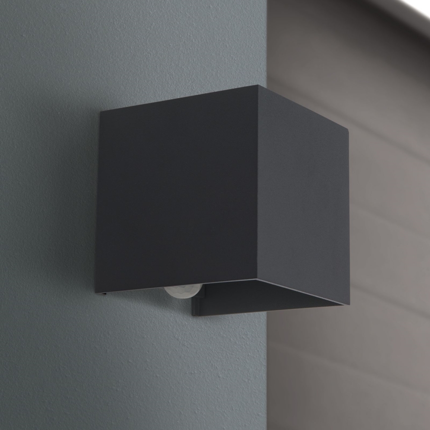 Applique murale extérieure avec détecteur de mouvement et de crépuscule CUBE-S LED/13W/230V IP54 anthracite