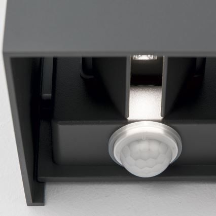 Applique murale extérieure avec détecteur de mouvement et de crépuscule CUBE-S LED/13W/230V IP54 anthracite
