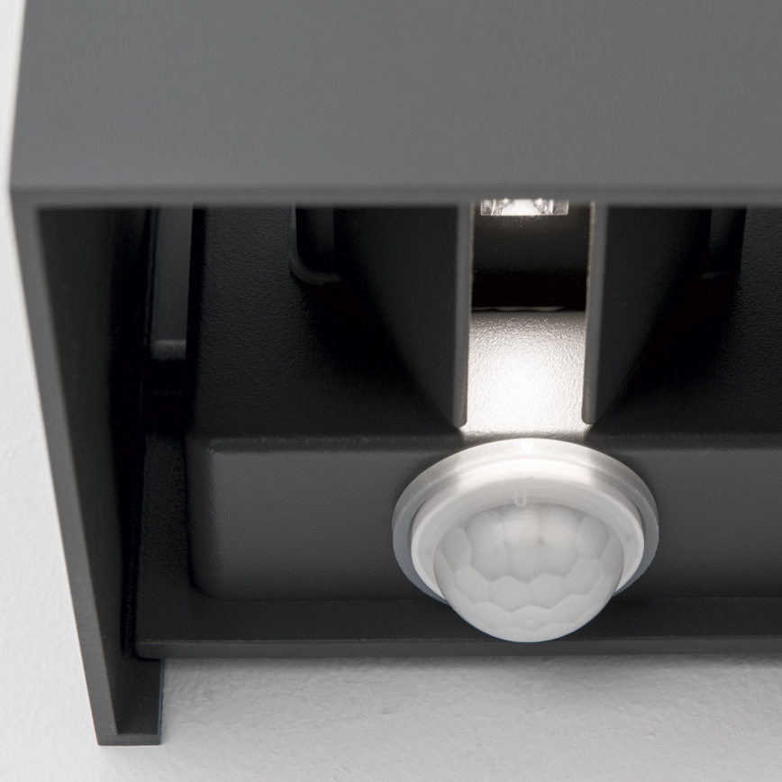Applique murale extérieure avec détecteur de mouvement et de crépuscule CUBE-S LED/13W/230V IP54 anthracite