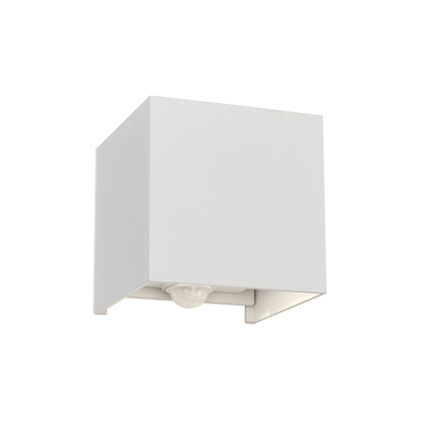 Applique murale extérieure avec détecteur de mouvement et de crépuscule CUBE-S LED/13W/230V IP54 blanc