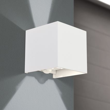 Applique murale extérieure avec détecteur de mouvement et de crépuscule CUBE-S LED/13W/230V IP54 blanc